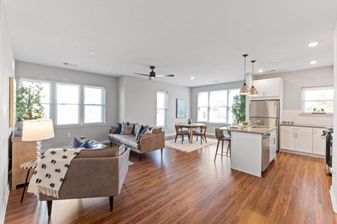 Corner apartment living space
